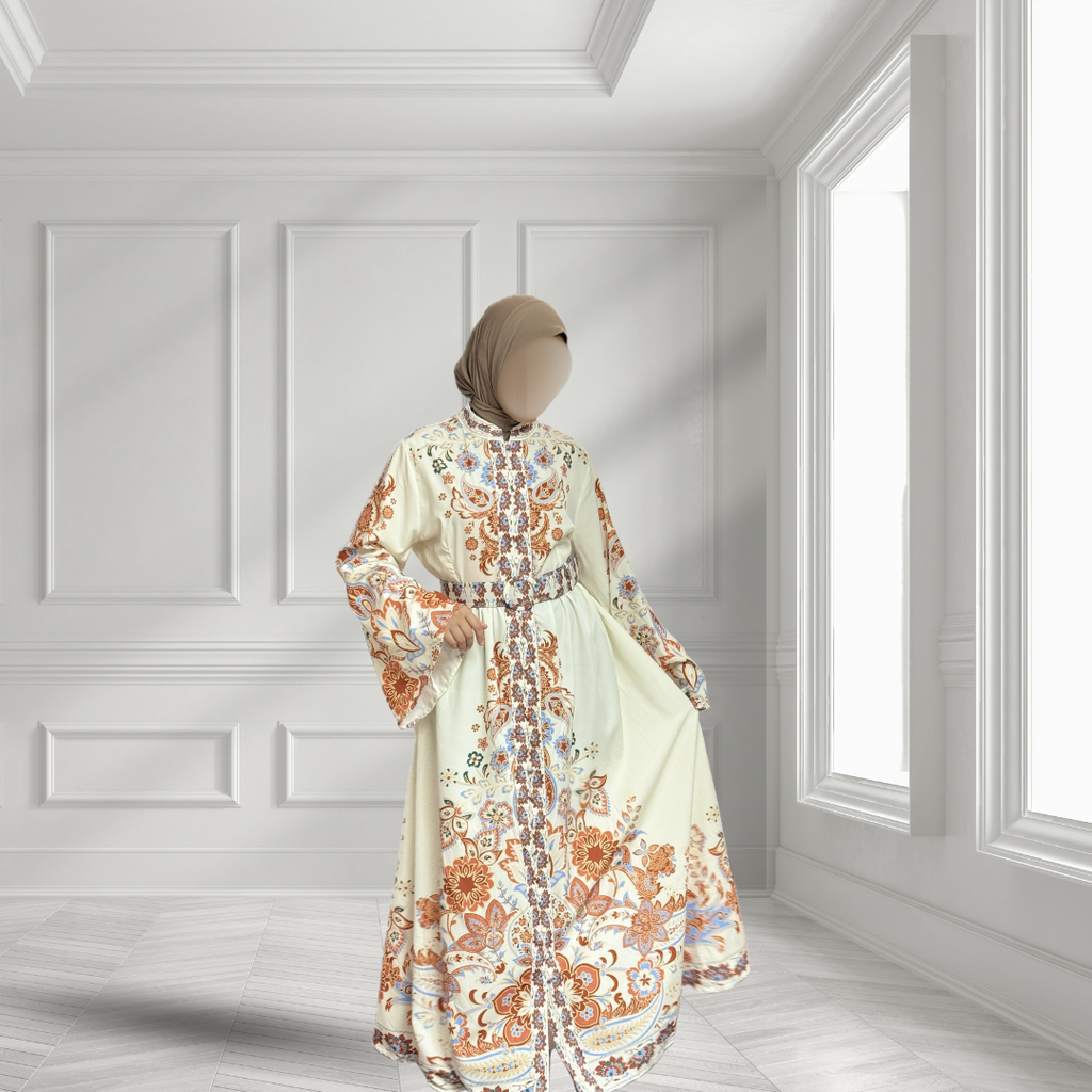 Abaya Met Oranje Print
