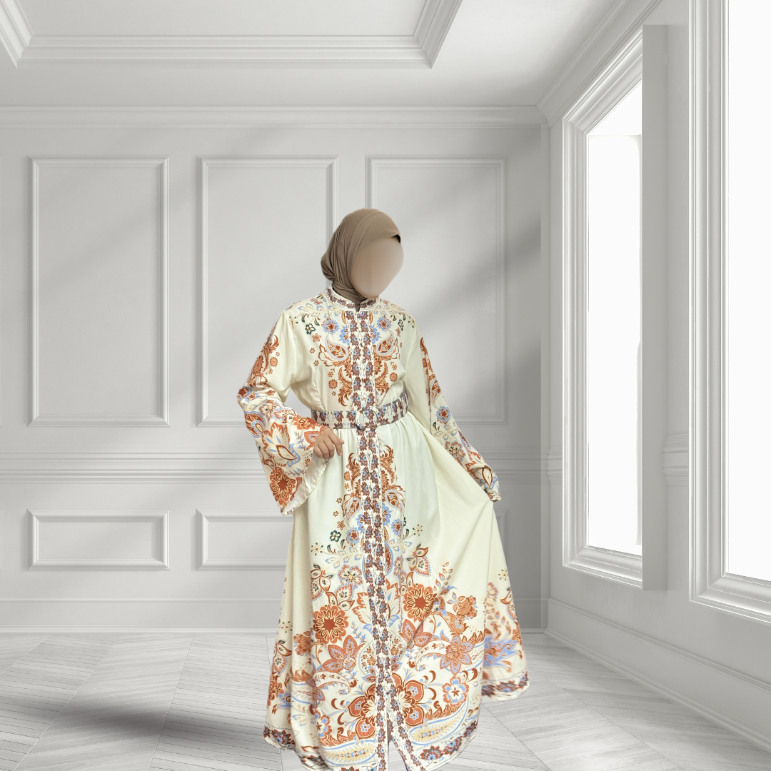 Abaya Met Oranje Print