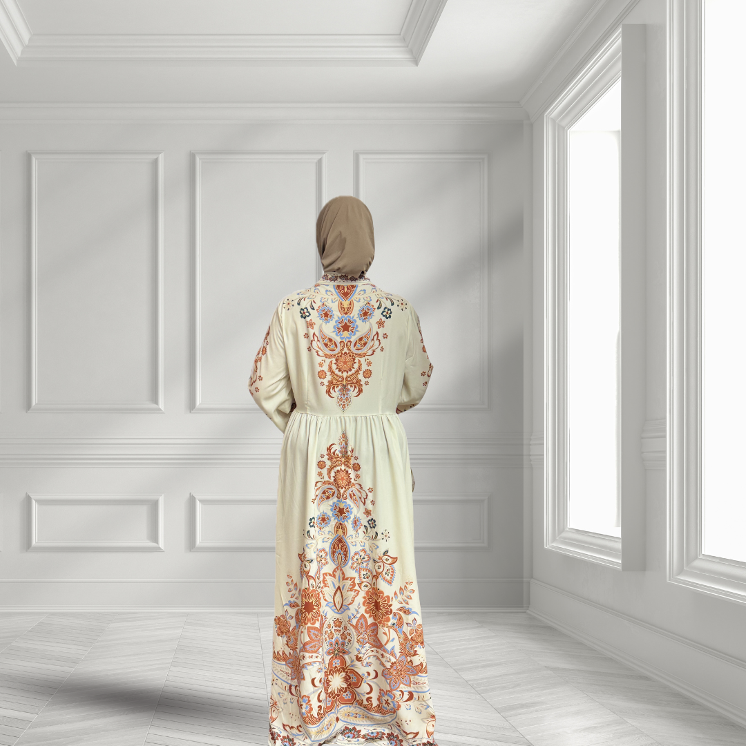 Abaya Met Oranje Print